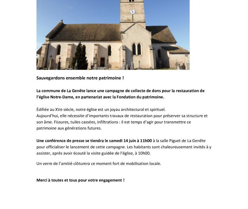Sauvegardons notre patrimoine