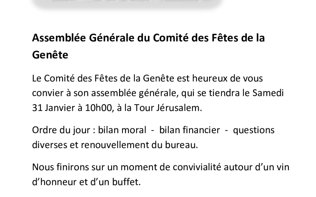 AG Comité des Fêtes 31-Janvier