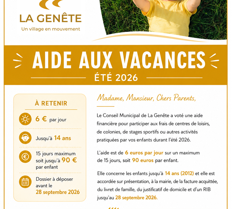 Aides aux vacances 2026